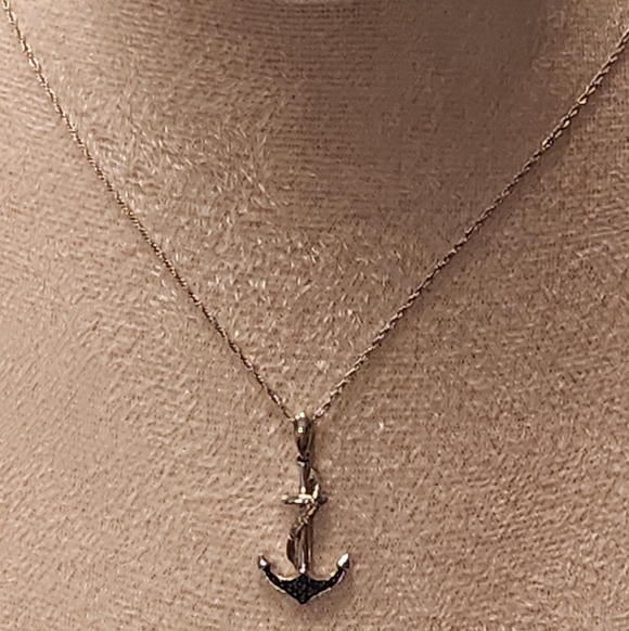 Sterling Silver Anchor Necklace - Picture 3 of 5